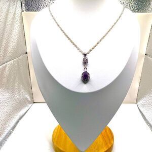 AVE2  Amethyst & Sterling Silver Necklace